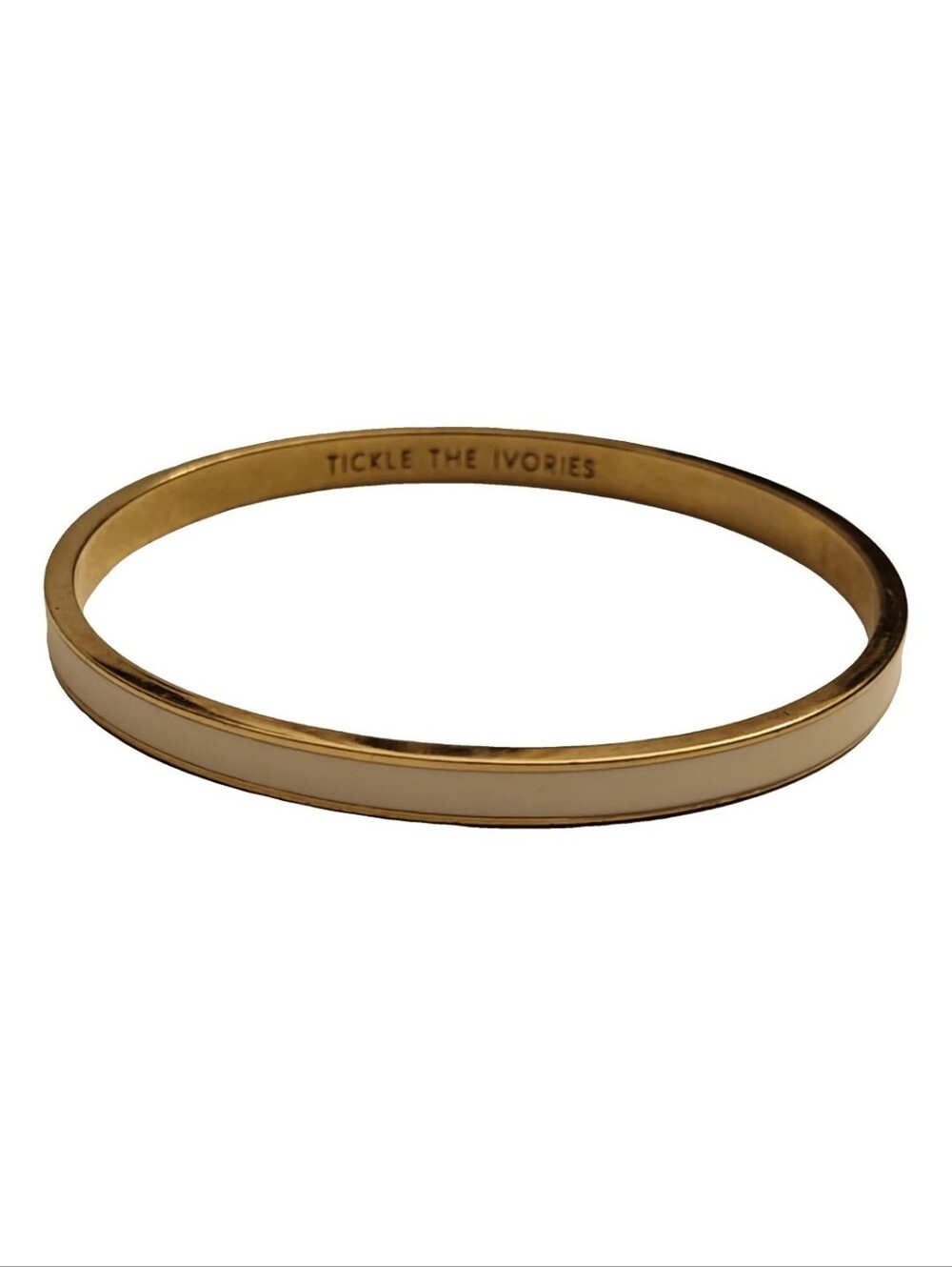 Kate Spade Beige Enamel And Gold Bangle Bracelet